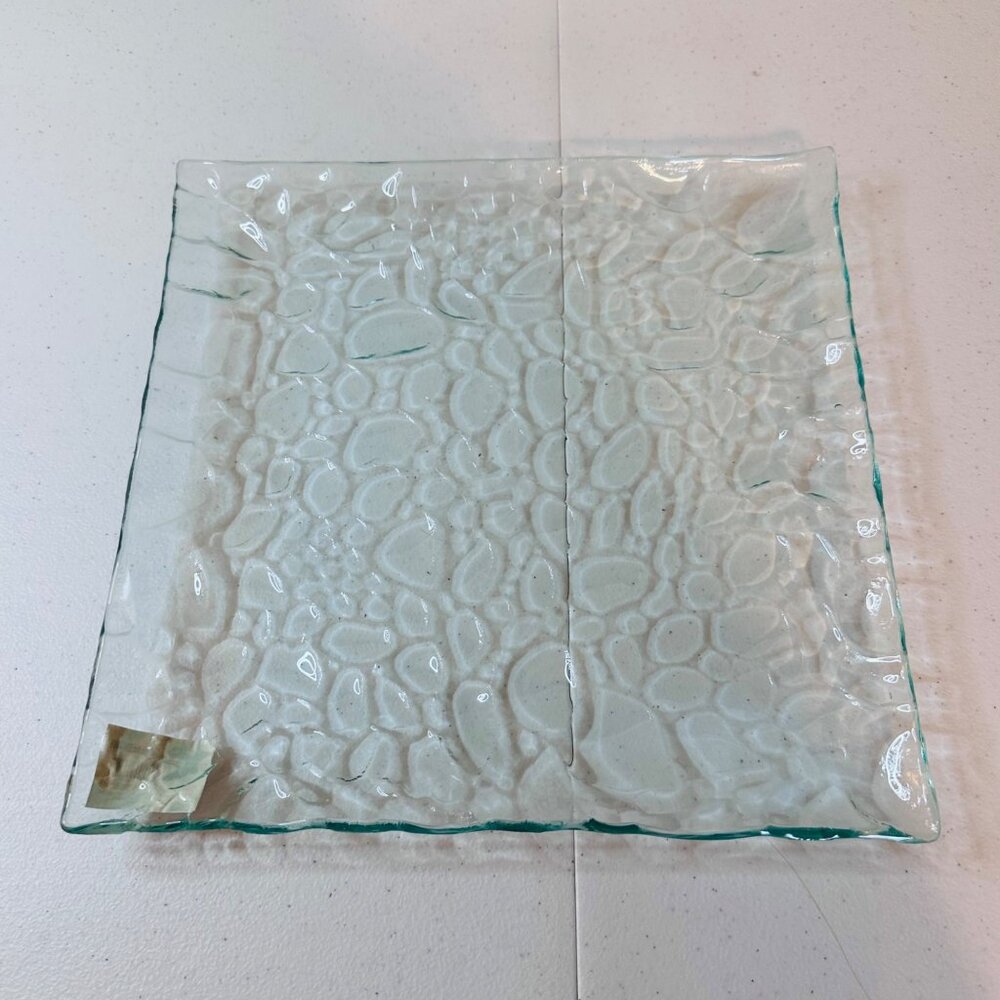 Square Textured Glass Serving Plate 12"x12" By Essential Decor & Beyond Inc.